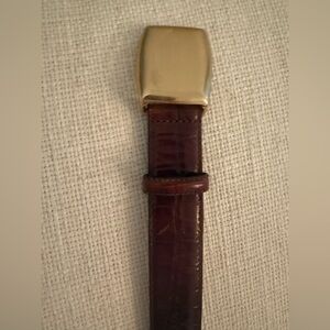 Rare Vintage Crocodile Leather Belt Brown Silver Size S Luxury Statement